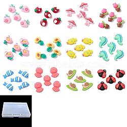 36Pcs 12 Style Opaque Resin Cabochons, Mixed Shapes, Mixed Color, 12~28x15~30x6~9mm, 3pcs/style(CRES-SZ0001-28)