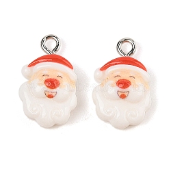 Christmas Theme Opaque Resin Pendants, with Platinum Iron Loop, Santa Claus, 18.5x11x6.5mm, Hole: 2mm(RESI-S08-02J)