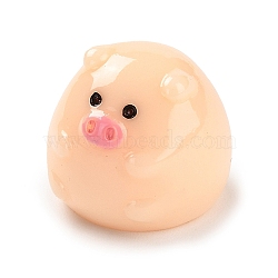 Cute Resin Animal Ornaments, Micro Landscape Display Decorations, Pig, 19x21.5x21.5mm(RESI-I052-01E)