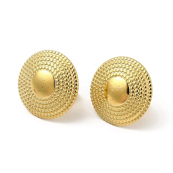 Ion Plating(IP) 304 Stainless Steel Flat Round Stud Earrings for Women, Real 18K Gold Plated, 15.5mm, Pin: 0.8mm