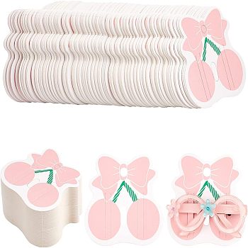 Paper Hair Clip Display Cards, Cherry, Pink, 2-3/8x2-1/2 inch(5.9x6.5cm), 0.5mm Thick