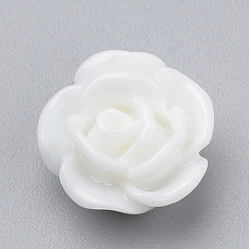 Resin Cabochons, Rose Flower, White, 10x5mm, Bottom: 7~8mm