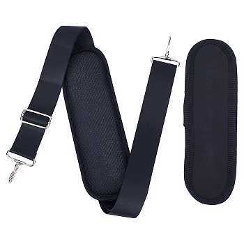 2Pcs 2 Styles Polyester Bag Strap, with Swivel Clasps, for Bag Straps Replacement Accessories, Flat, Black, 1pcs/style