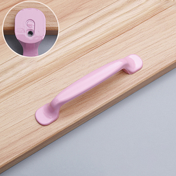 Spray Painted Aluminium Alloy Drawer Pull Handles, with PU Leather Inlayed, Cabinet Pulls Handles for Drawer, Doorknob Accessories, Pearl Pink, 130x20x24mm, Hole Center: 96mm