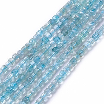 Natural Apatite Beads Strands, Faceted, Cube, 2x2x2mm, Hole: 0.5mm, about 166~167pcs/strand, 15.35~15.55 inch(39~39.5cm)