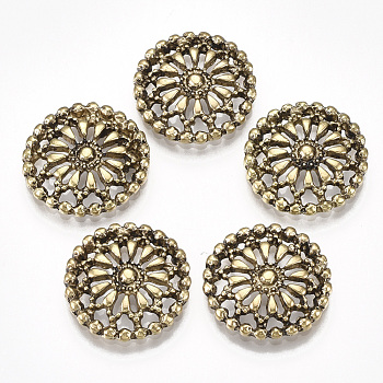 Tibetan Style Alloy Filigree Joiners, Floral, Antique Bronze, 17.5x3mm