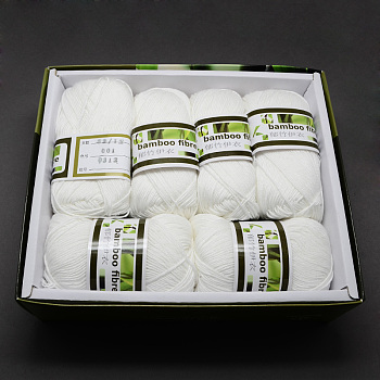 Soft Baby Yarns, with Bamboo Fibre and Silk, White, 1mm, about 140m/roll, 50g/roll, 6rolls/box