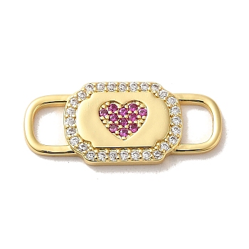 Brass Cubic Zirconia Buckles, for Watch Making, Heart, Medium Violet Red, 10.5x24x2mm, Hole: 5x3.5mm