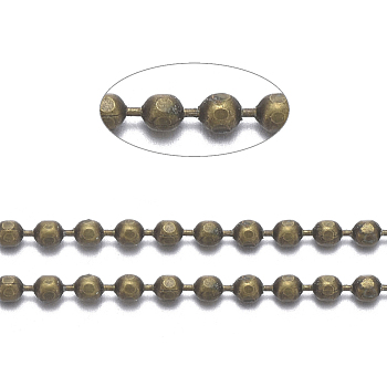 Brass Ball Chains, Faceted, Long-Lasting Plated, Soldered, with Spool, Lead Free and Nickel Free, Antique Bronze, 1.5mm, about 32.8 Feet(10m)/roll