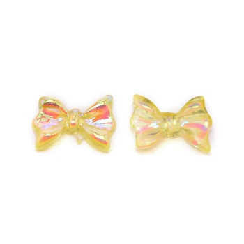 Bowknot Resin Cabochons, Nail Art Decoration Accessories, Rainbow Plated, Gold, 7x10x3mm