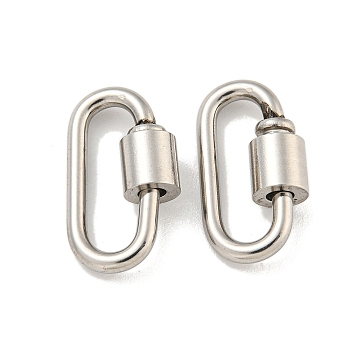 304 Stainless Steel Screw Carabiner Lock Charms, for Necklaces Making, Oval, 19x9x2mm