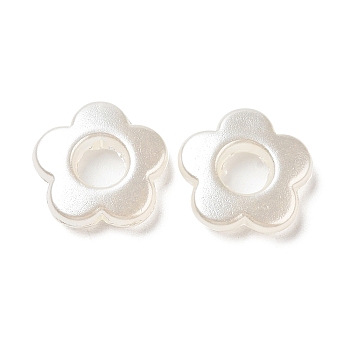 Opaque Acrylic Beads, Flower, White, 14x14.5x3.5mm, Hole: 1.1mm, about 1120pcs/500g