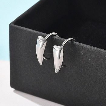 304 Stainless Steel Cuff Earrings, Triangle, Stainless Steel Color, 12.5x11.5mm