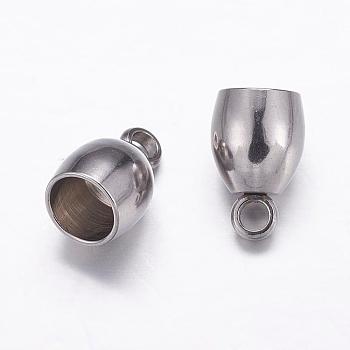 304 Stainless Steel Cord Ends, End Caps, Stainless Steel Color, 10.5x7mm, Hole: 2mm, Inner Diameter: 5mm