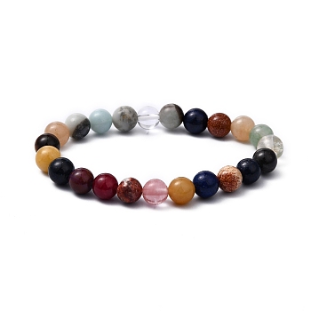 Assorted Stone Beads Bracelets, Colorful, 52mm