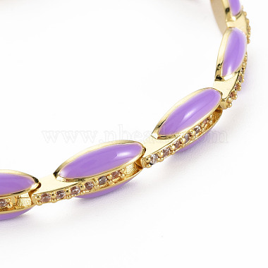 Brass Micro Pave Cubic Zirconia Link Chain Bracelet for Women(BJEW-T020-05G-06)-2