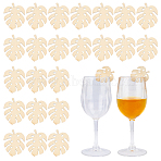 30Pcs MDF Wine Glass Charms, Goblet Marker, Leaf, PapayaWhip, 48x38x3mm(AJEW-HY0002-16)
