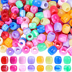 320Pcs 16 Colors  Acrylic European Beads, Imitation Gemstone, Large Hole Beads, Rondelle & Barrel, Mixed Color, 11~11.5x8~11mm, Hole: 5~6mm, 20pcs/color(MACR-PA0001-75)