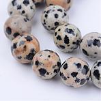 Natural Dalmatian Jasper Beads Strands, Round, 4~4.5mm, Hole: 0.8mm, about 85~88pcs/strand, 15 inch(G-Q462-4mm-30)