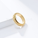 Simple Style 304 Stainless Steel Rotating Finger Rings, Sunflower, Fidget Spinner Ring for Calming Worry Meditation, Golden, US Size 9(18.9mm)(FS-WGCAB4E-08)