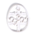 Easter Theme Plastic Mold, Cookie Cutters, Cookies Moulds, DIY Biscuit Baking Tool, Egg with Chicken, White, 80x63x10mm(DIY-O020-10)