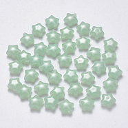 Imitation Jade Glass Beads, Star, Light Green, 8x8.5x4mm, Hole: 1mm(X-GLAA-R211-04-B02)