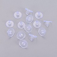Silicone Ear Nuts, Bullet Clutch Earring Backs with Pad, for Stablizing Heavy Post Earrings, Clear, 6x9mm, Hole: 0.8mm, about 416pcs/50g(X-SIL-L001-01)