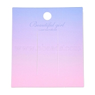 Gradient Color Rectangle Paper Hair Clip Display Cards with Hanging Hole, Plum, 8x7x0.04cm, Hole: 0.8cm(CDIS-T004-19A)