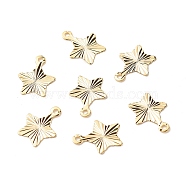 Brass Charms, Long-Lasting Plated, Cadmium Free & Lead Free, Star, Real 24K Gold Plated, 12.5x10x0.2mm, Hole: 1.2mm(X-KK-F831-021G-RS)
