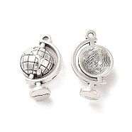 Tibetan Style Alloy Pendants, Globe Charm, Antique Silver, 21.5x13x5mm, Hole: 1.2mm, about 263pcs/500g(TIBE-B001-69AS)