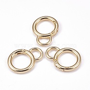 Zinc Alloy Spring Gate Ring, with Loop, Circle Key Rings, for Handbag Ornaments Decoration, Light Gold, 5 Gauge, 42x31x4.5mm, Hole: 11x8mm(X-KEYC-H108-01)