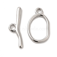 304 Stainless Steel Toggle Clasps, Oval, Stainless Steel Color, Oval: 25x15x2mm, Hole: 3mm, 16.5x11mm inner diameter, Bar: 28.5x8.5x2.5mm, hole: 3mm(STAS-F290-06P)