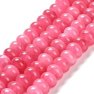 Dyed Natural White Jade Beads Strands, Rondelle, Cerise, 10x6mm, Hole: 1mm, about 61pcs/strand, 15.20 inch(38.6cm)(G-G107-A03-01)