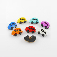 Acrylic Shank Buttons, 1-Hole, Dyed, Car, Mixed Color, 16x25x8mm, Hole: 3mm(X-BUTT-Q010-M)