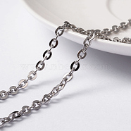 304 Stainless Steel Cable Chains, Unwelded, with Spool, Stainless Steel Color, 4x3x0.8mm, about 32.8 Feet(10m)/roll(CHS-H007-44P)
