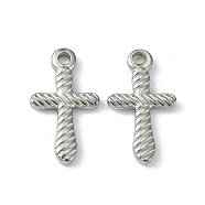 304 Stainless Steel Pendants, Cross Charms, Stainless Steel Color, 20x11.5x2mm, Hole: 2mm(STAS-F294-01F-P)