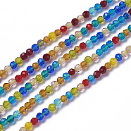 Glass Beads Strands, Faceted, Round, Colorful, 1.5~2x2mm, Hole: 0.2mm, about 178~186pcs/strand, 14.5~15.5 inch(36~39cm)(G-F596-47Q-2mm)