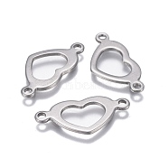 304 Stainless Steel Links connectors, Heart, Stainless Steel Color, 11.5x23x1mm, Hole: 1.6mm(STAS-P236-26P)