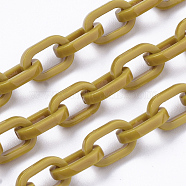Cellulose Acetate(Resin) Cable Chains, Oval, Goldenrod, Link: 11x7.5x2.5mm(KY-T020-05D)