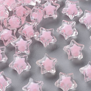Transparent Acrylic Beads, Bead in Bead, Faceted, Star, Pink, 14x15x8.5mm, Hole: 2mm, about 518pcs/500g(TACR-S152-02A-SS2112)