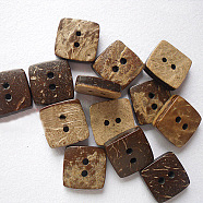Sqaure Buttons with 2-Hole, Coconut Button, BurlyWood, Size: about 10mm in diameter(NNA0Z1V)