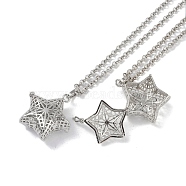 Brass Pendant Necklaces, Iron Rolo Chains, Star, Platinum, 31.77 inch(807mm)(NJEW-G089-13P)