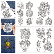 4 Sheets 11.6x8.2 Inch Stick and Stitch Embroidery Patterns, Non-woven Fabrics Water Soluble Embroidery Stabilizers, Flower, 297x210mmm(DIY-WH0455-093)