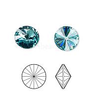 Austrian Crystal Rhinestone Cabochons, Crystal Passions, Foil Back, Faceted Rivoli, 1122, 263_Light Turquoise, 8.164~8.421mm(1122-SS39-F263)