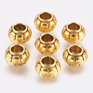 Alloy European Beads, Tibetan Style, Lead Free and Cadmium Free, Golden, Rondelle, Antique Golden, 11.5x8.5mm, Hole: 5mm(GLF10586Y)