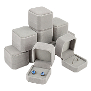 Velvet Ring Box, Flip Cover, Square, Light Grey, 5.45x5x4.1cm(VBOX-WH0003-07B)