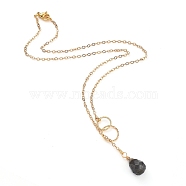 teardrop, Natural Labradorite Pendants Necklaces, with Brass Linking Rings & Cable Chains, Real 18K Gold Plated, 304 Stainless Steel Lobster Claw Clasps, 17.52~17.72 inch(44.5~45cm), 2mm(X-NJEW-JN02918-03)
