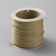 28M Cotton Cord, Braided Rope, with Plastic Reel, for Wall Hanging, Crafts, Gift Wrapping, Dark Khaki, 1mm, about 30.62 Yards(28m)/Roll(OCOR-CJC0005-01A)