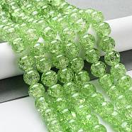 Spray Painted Crackle Glass Beads Strands, Round, Pale Green, 10mm, Hole: 1.3~1.6mm, about 80pcs/strand, 31.4 inch(CCG-Q001-10mm-11)