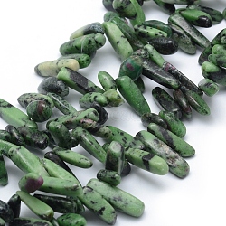 Natural Ruby in Zoisite Beads Strands, Chip, 11~22x5~8mm, Hole: 1mm, 15.3 inch(39cm)(X-G-K220-08)